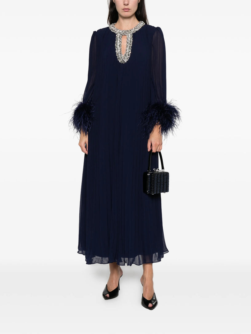 Chiffon feather midi dress