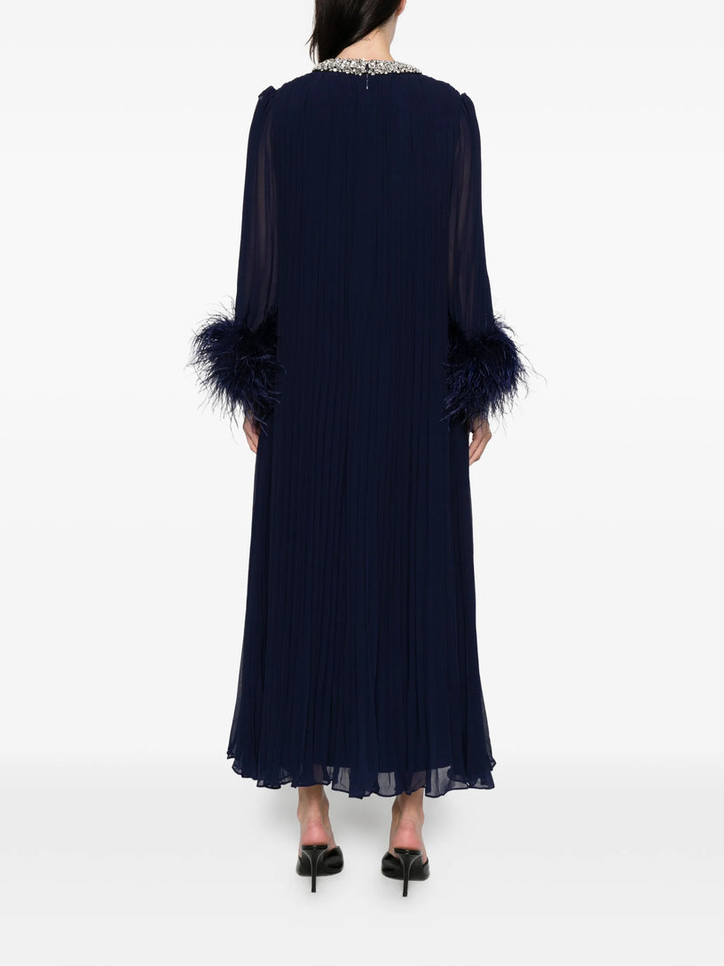Chiffon feather midi dress