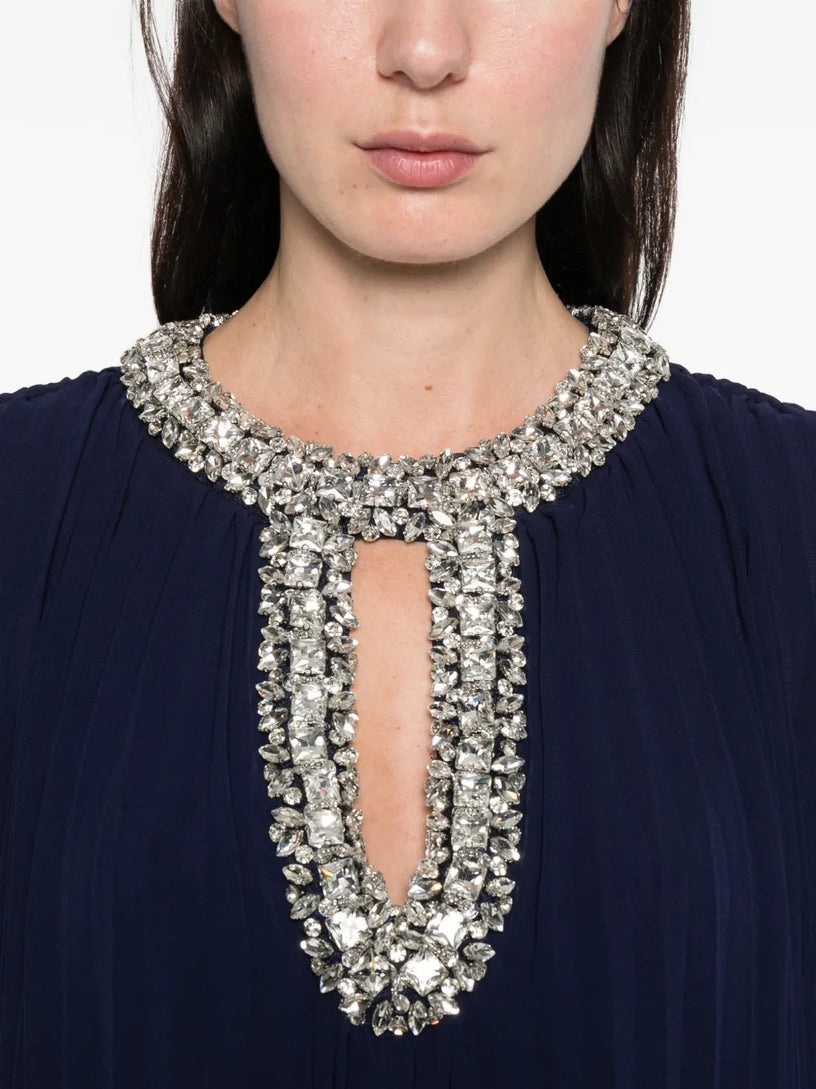 Chiffon feather midi dress