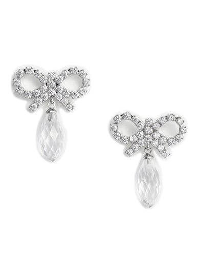 Bow crystal droplet earrings