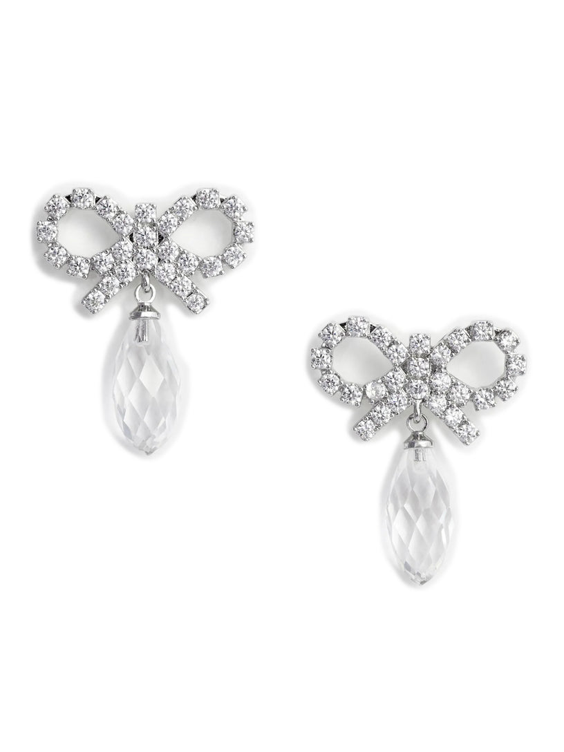 Bow crystal droplet earrings