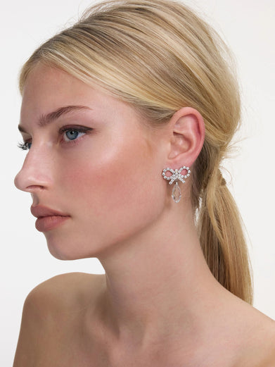 Bow crystal droplet earrings