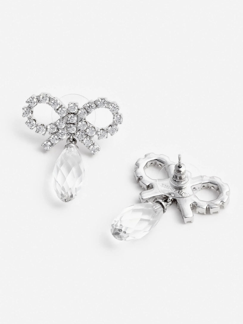 Bow crystal droplet earrings