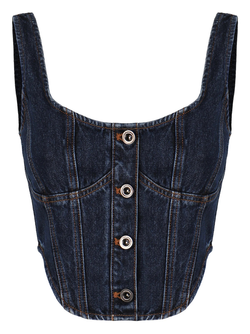 Denim corset top