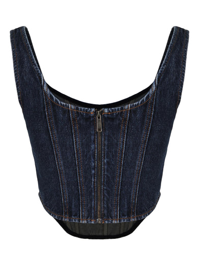 Denim corset top