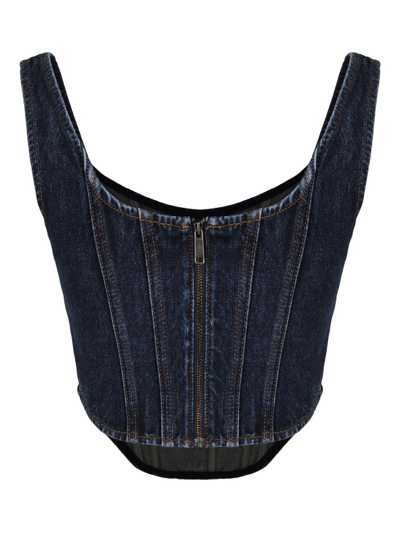 Denim corset top