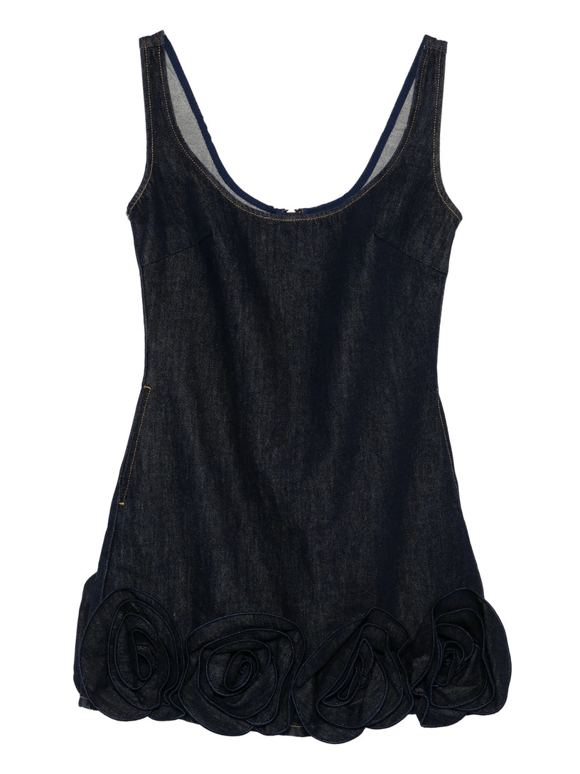 Denim 3D flower mini dress