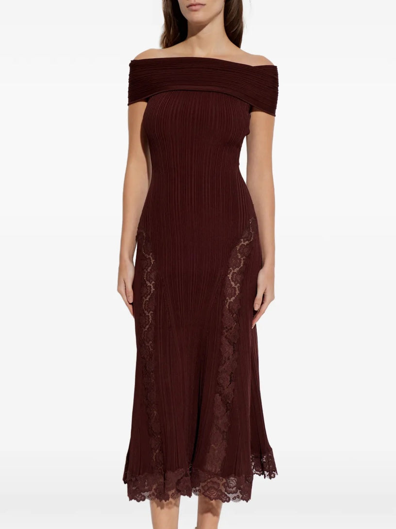 Midi dress with knitted lace inserts