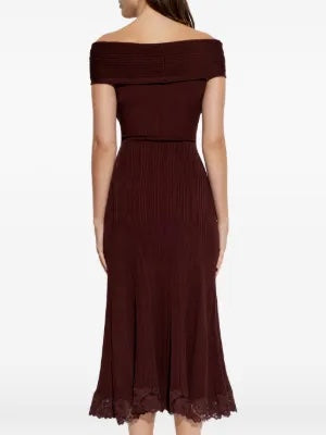 Midi dress with knitted lace inserts