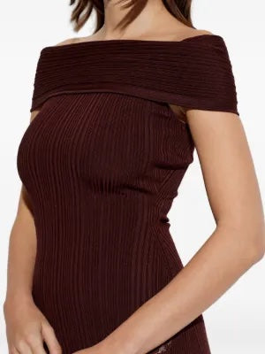 Midi dress with knitted lace inserts