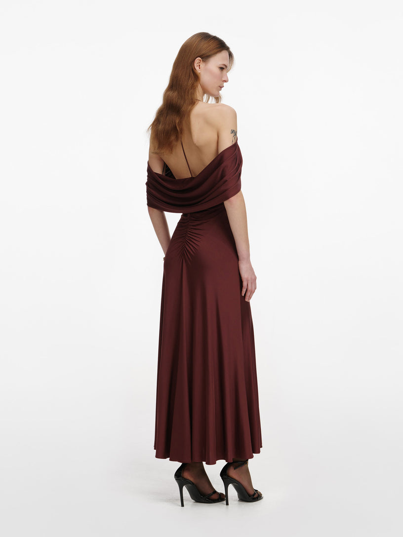 Abito midi in jersey drappeggiato