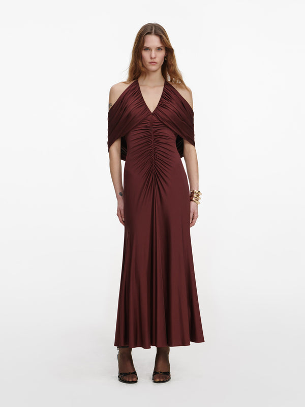 Abito midi in jersey drappeggiato