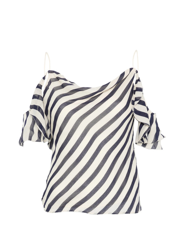 Top in georgette a righe