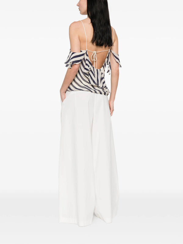 Top in georgette a righe