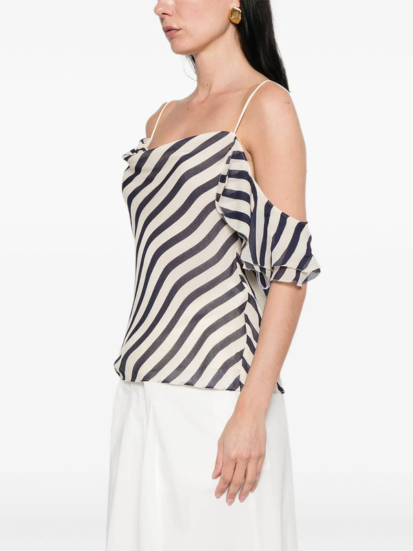 Top in georgette a righe