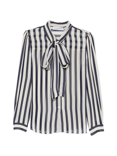 Stripe Tie Neck Blouse