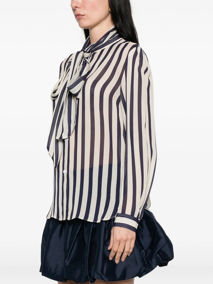 Stripe Tie Neck Blouse