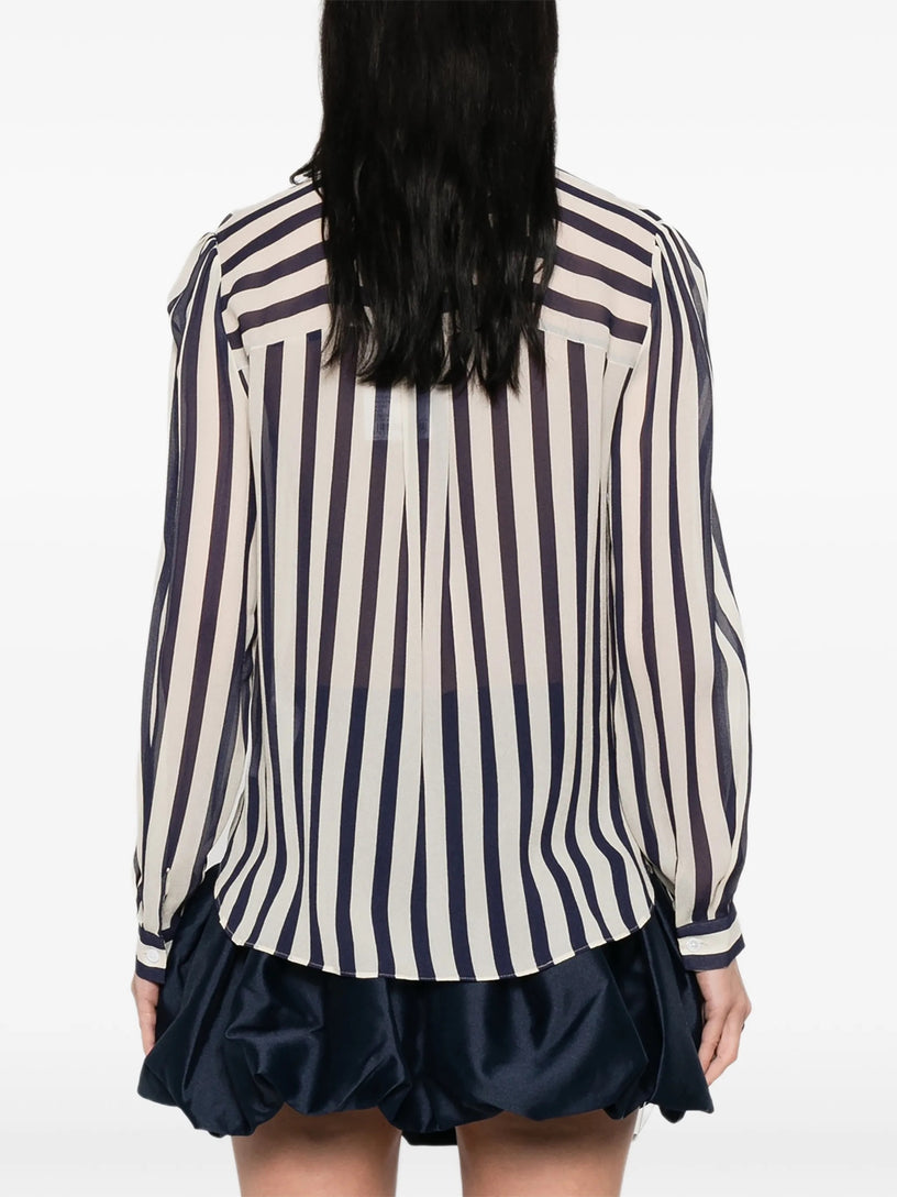 Stripe Tie Neck Blouse