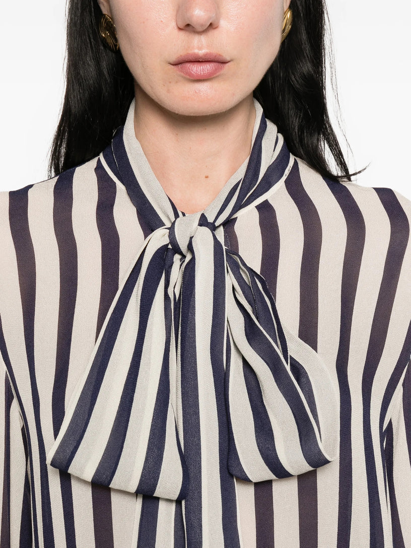 Stripe Tie Neck Blouse
