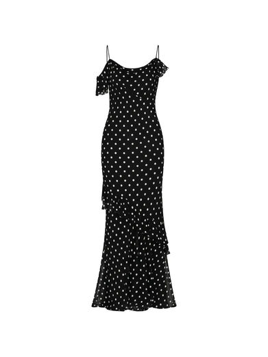 Polka Dot Georgette Maxi Dress