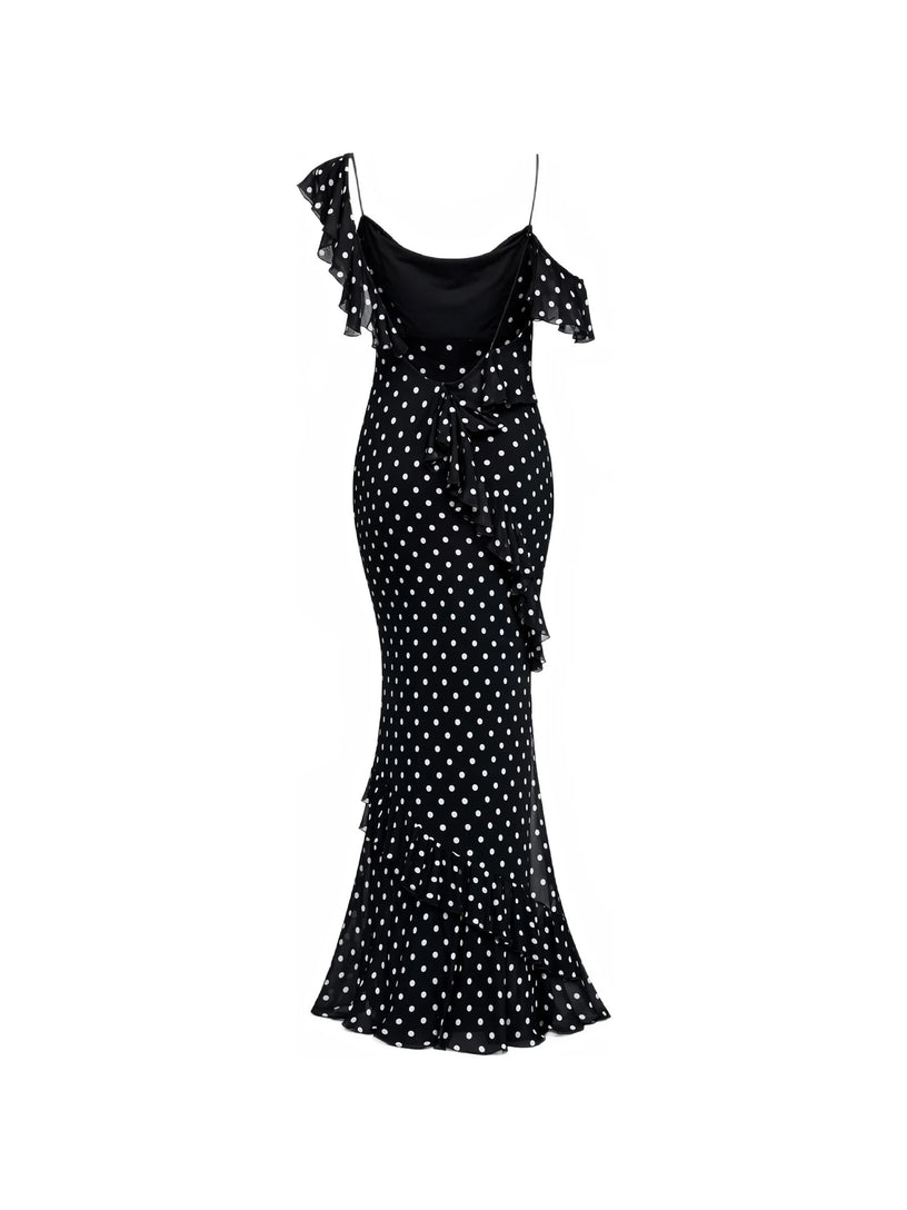 Polka Dot Georgette Maxi Dress