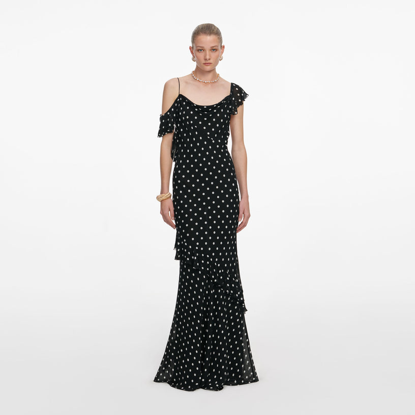 Polka Dot Georgette Maxi Dress
