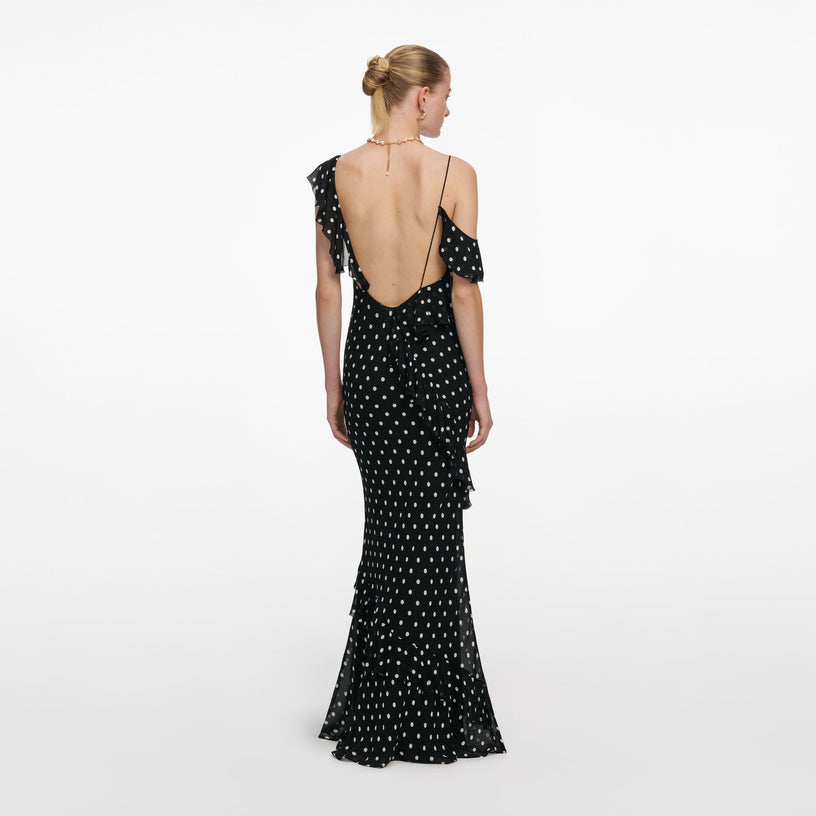 Polka Dot Georgette Maxi Dress