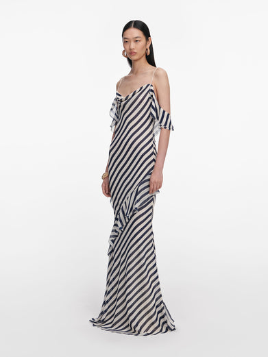 Stripe Georgette Maxi Dress