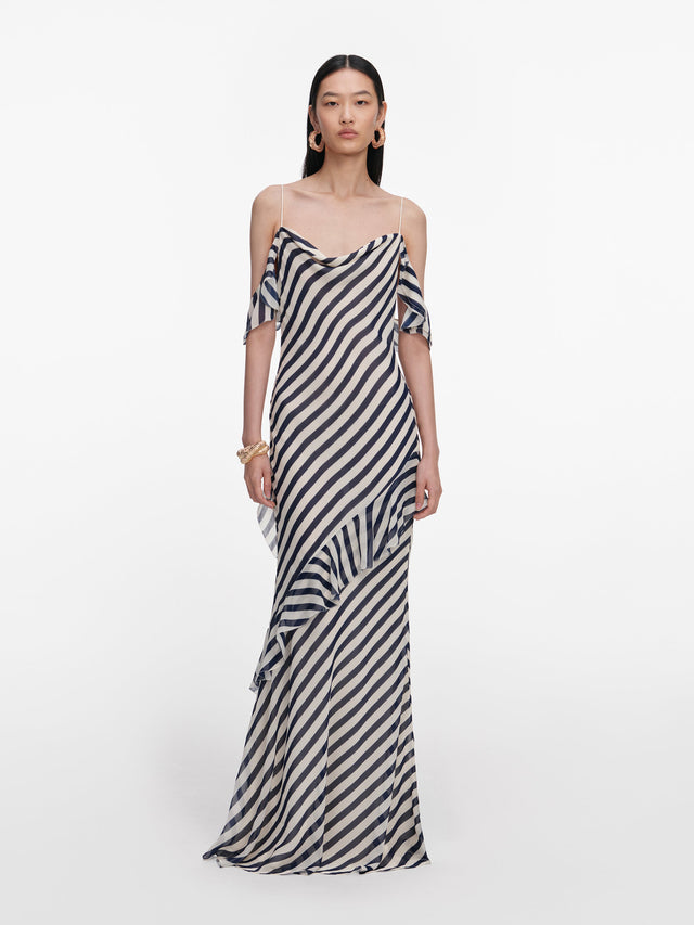 Stripe Georgette Maxi Dress