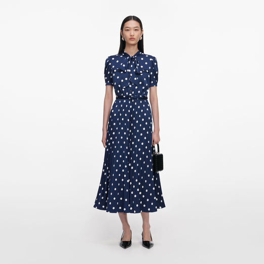 Polka Dot Satin Midi Dress
