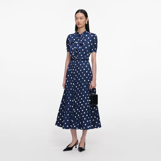 Polka Dot Satin Midi Dress