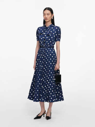 Polka Dot Satin Midi Dress