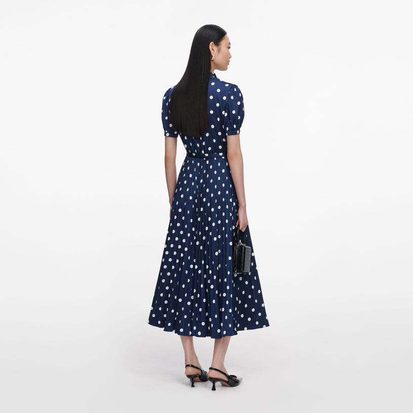 Polka Dot Satin Midi Dress