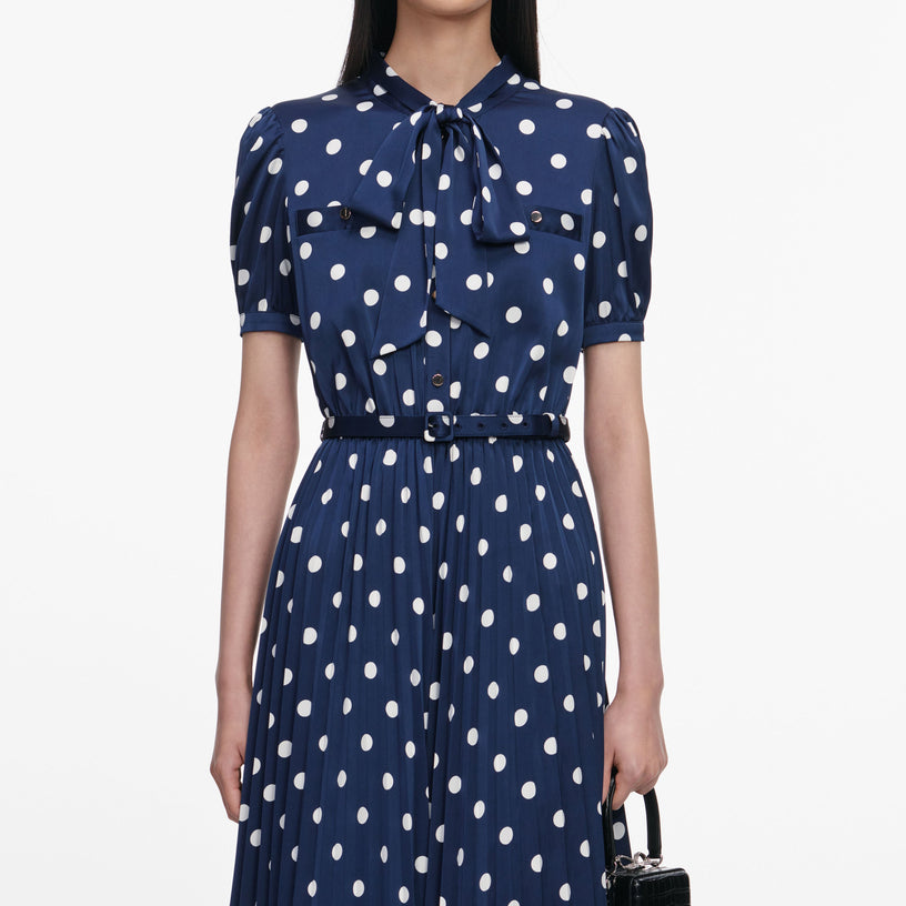 Polka Dot Satin Midi Dress