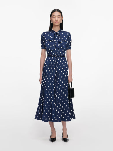 Polka Dot Satin Midi Dress