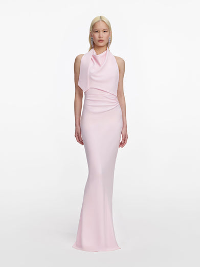 Crepe Halter Neck Maxi Dress