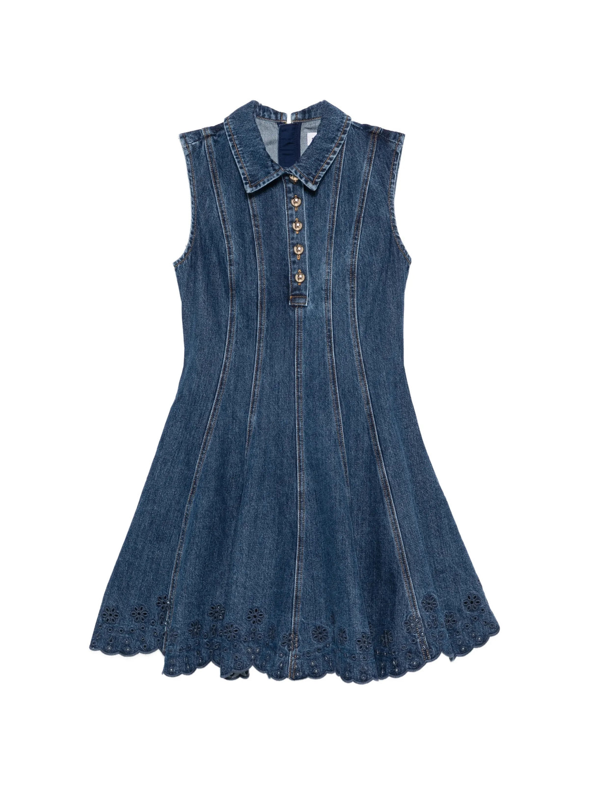 Denim Broderie Mini Dress