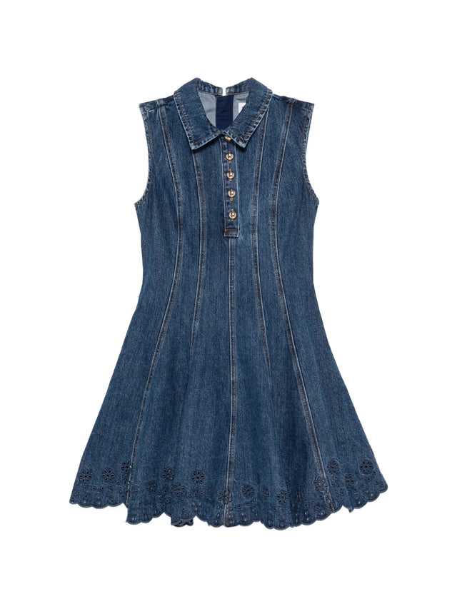 Denim Broderie Mini Dress