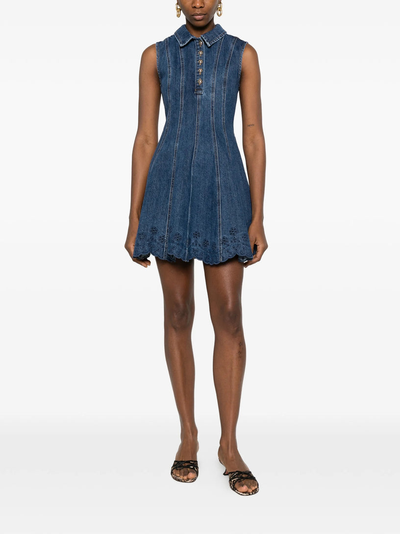 Denim Broderie Mini Dress