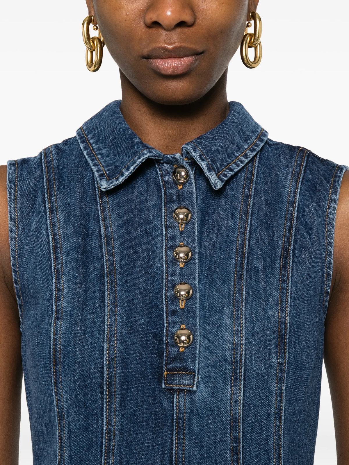 Denim Broderie Mini Dress
