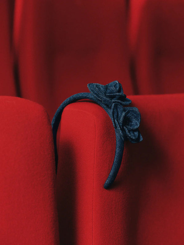 Denim flower headband