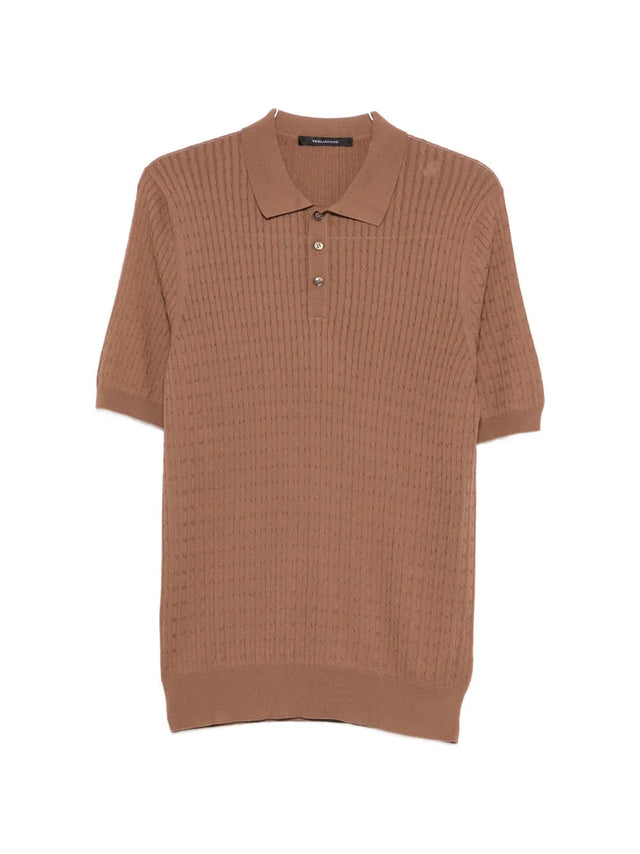 Polo shirt with cable knit