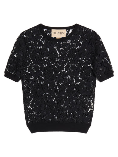 Lace and cotton sweater