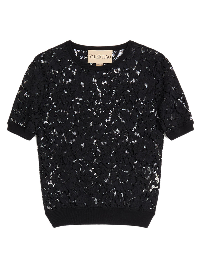 Lace and cotton sweater