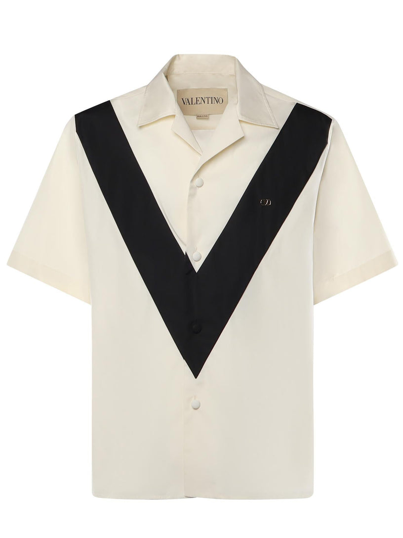 Bowling Shirt with Inlaid V and VLogo Patch