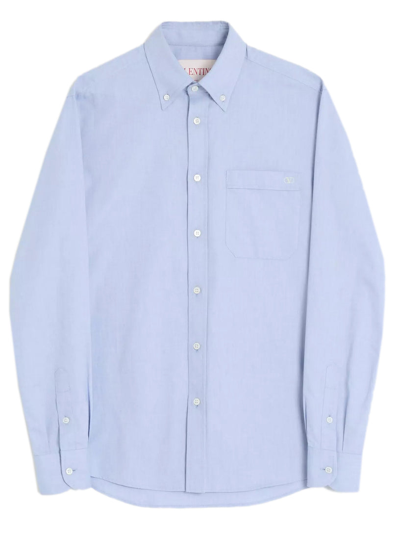 Cotton Oxford Shirt With Vlogo Embroidery