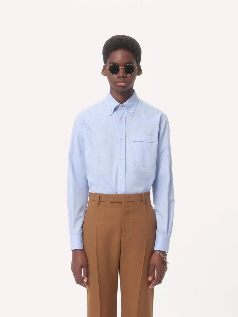 Cotton Oxford Shirt With Vlogo Embroidery