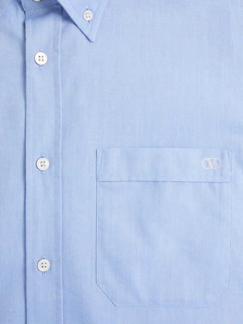 Cotton Oxford Shirt With Vlogo Embroidery