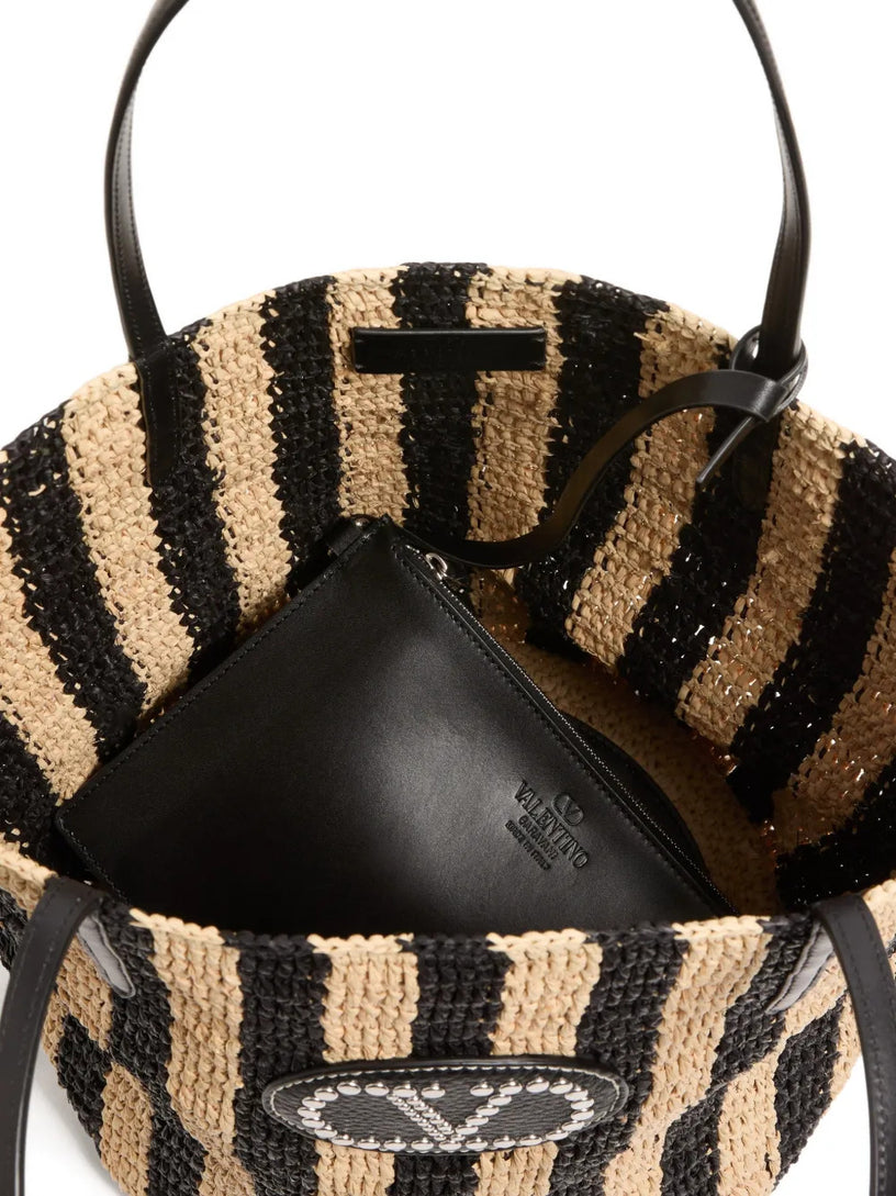 Valentino Garavani striped raffia shopping bag