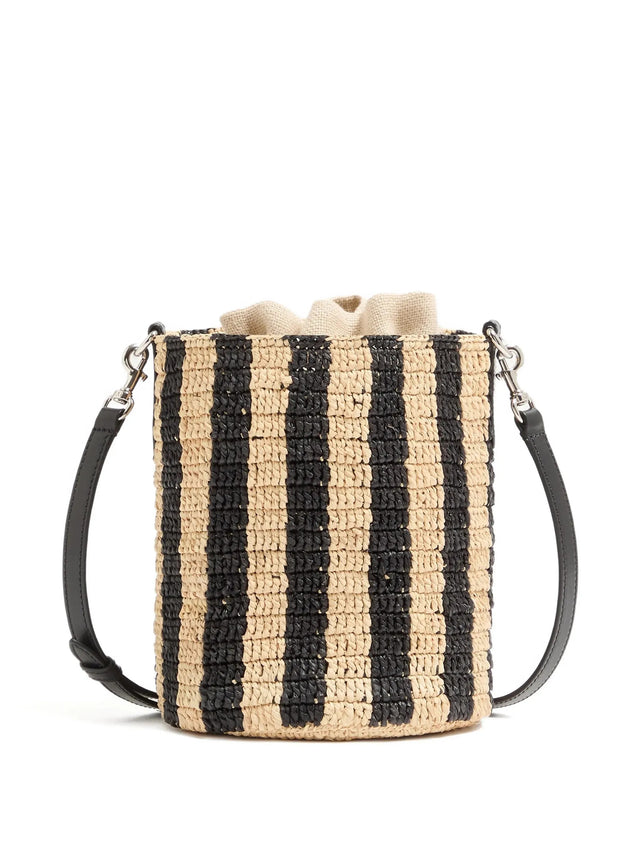 Borsa piccola a secchiello Valentino Garavani in rafia a righe